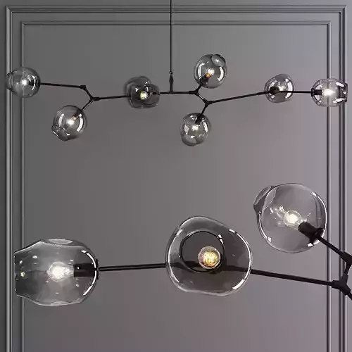 8-globe Branching Bubble Oil-rubbed Bronze and Gray Glass