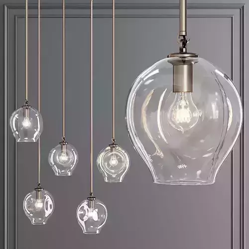 Small Bubble Pendant Vintage Brass and Clear Glass