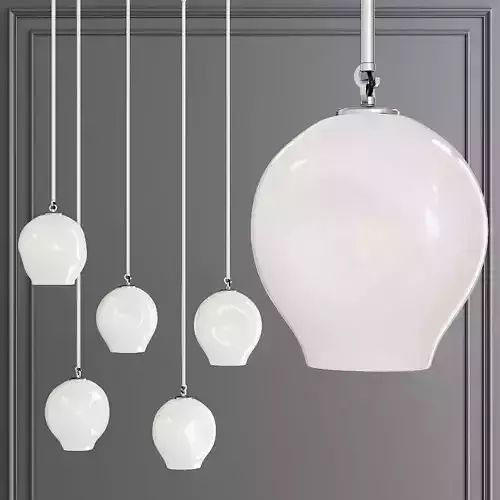 Small Bubble Pendant Satin Nickel and White Glass
