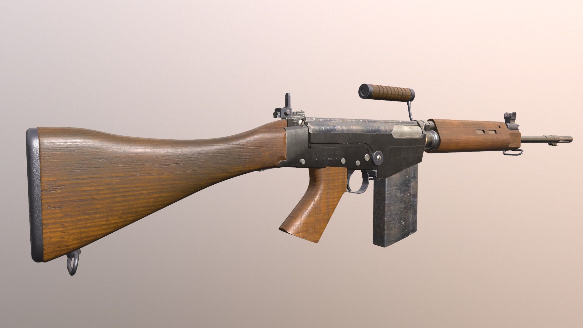 Assault rifle L1A1 Fn Fal 3D model_2