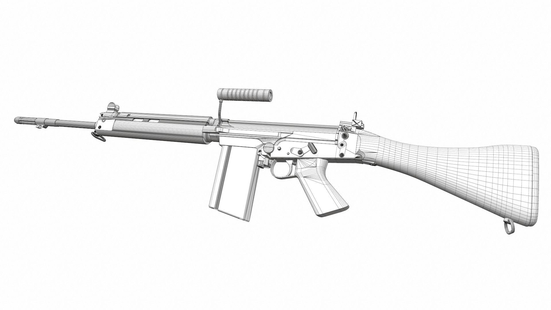 Assault rifle L1A1 Fn Fal 3D model_11