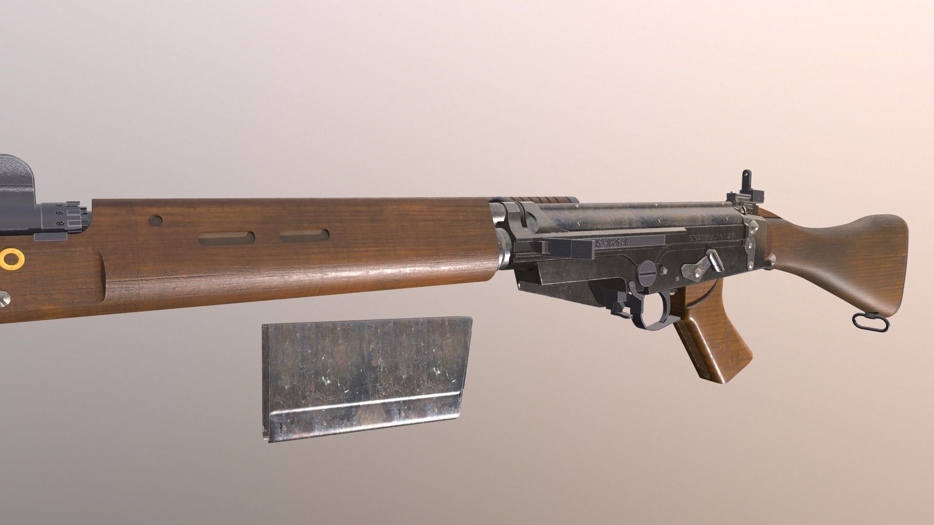Assault rifle L1A1 Fn Fal 3D model_10
