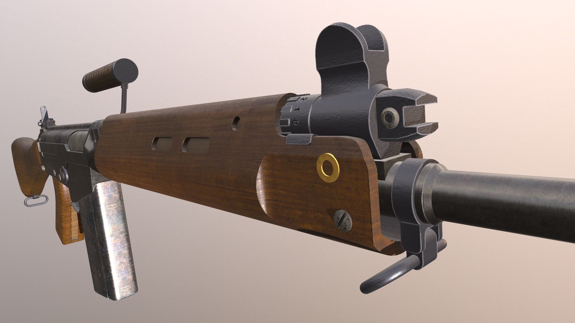 Assault rifle L1A1 Fn Fal 3D model_6