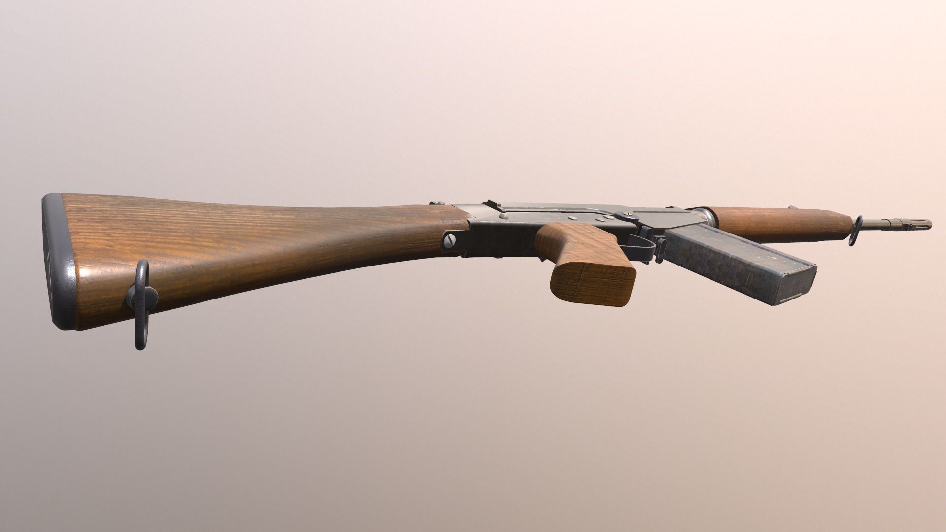 Assault rifle L1A1 Fn Fal 3D model_3