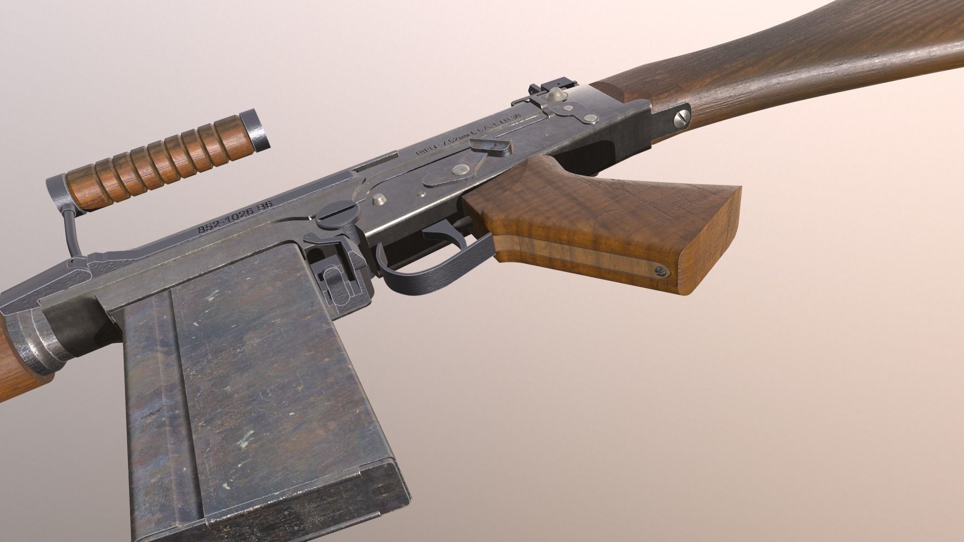 Assault rifle L1A1 Fn Fal 3D model_9