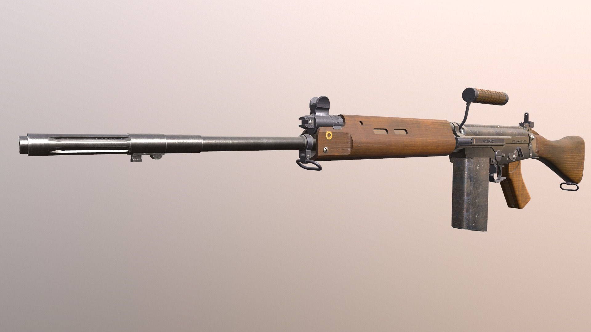 Assault rifle L1A1 Fn Fal 3D model_1