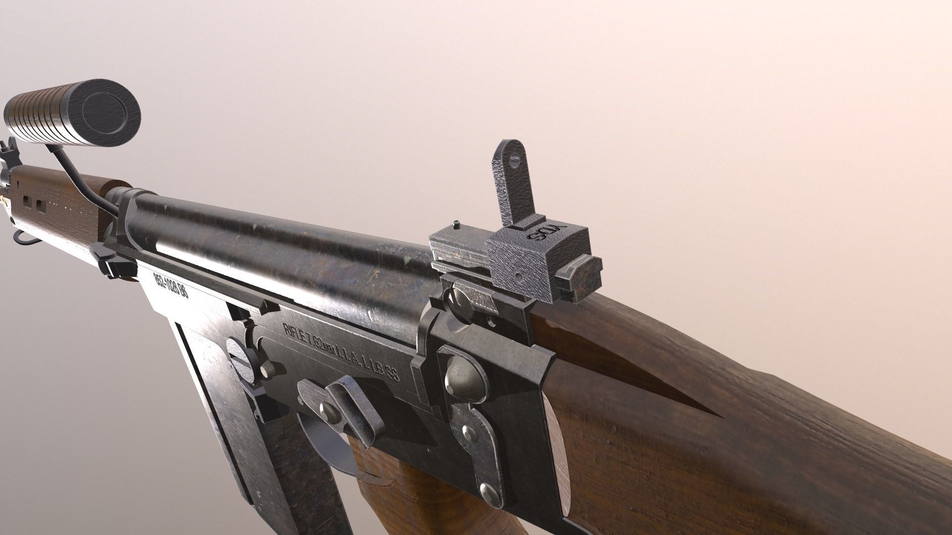 Assault rifle L1A1 Fn Fal 3D model_8