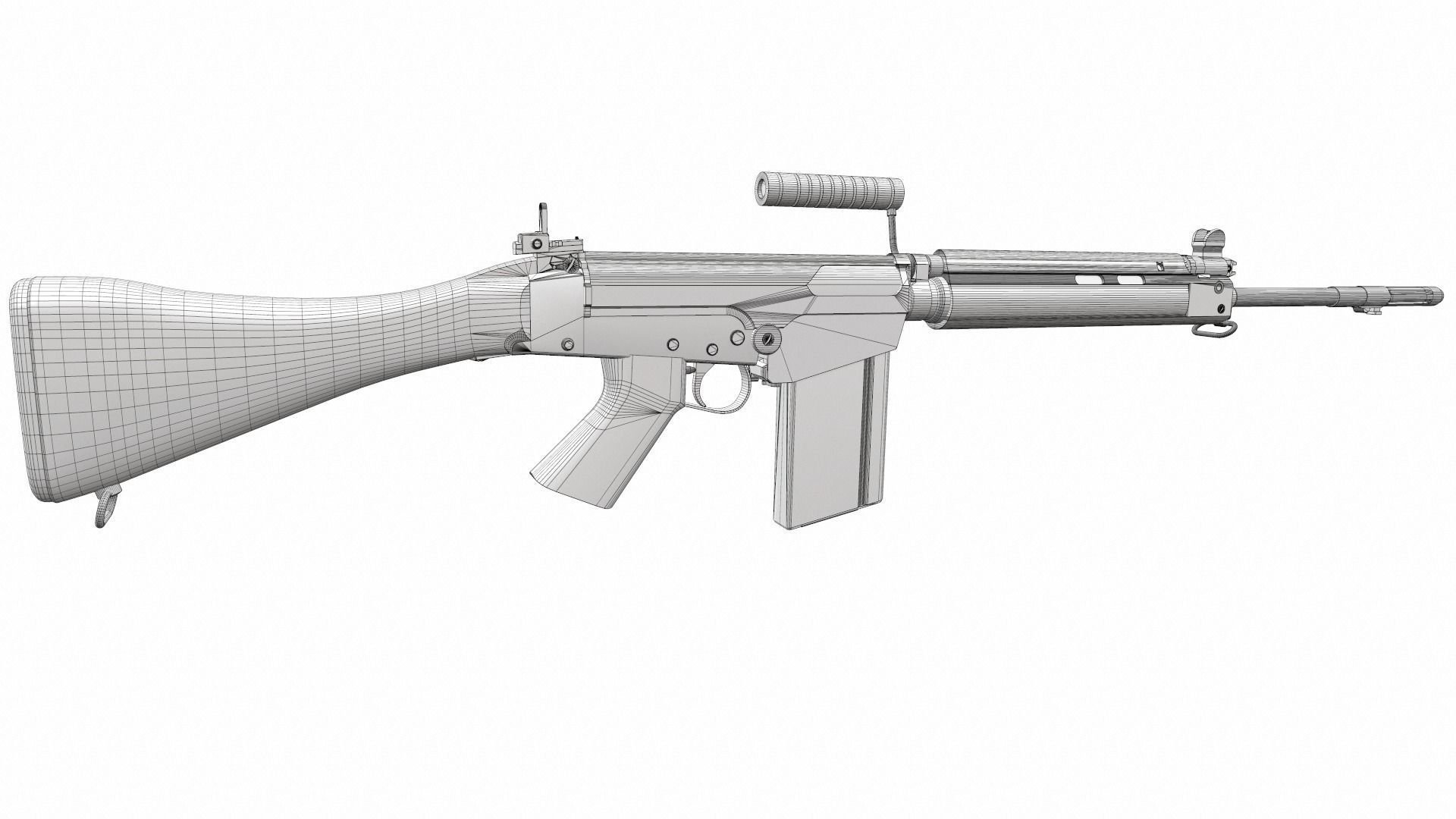 Assault rifle L1A1 Fn Fal 3D model_12