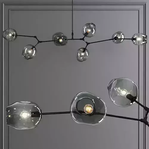 8-globe Branching Bubble Oil-rubbed Bronze and Dark Green Glass