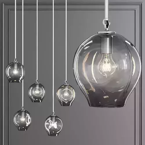 Small Bubble Pendant Satin Nickel and Gray Glass