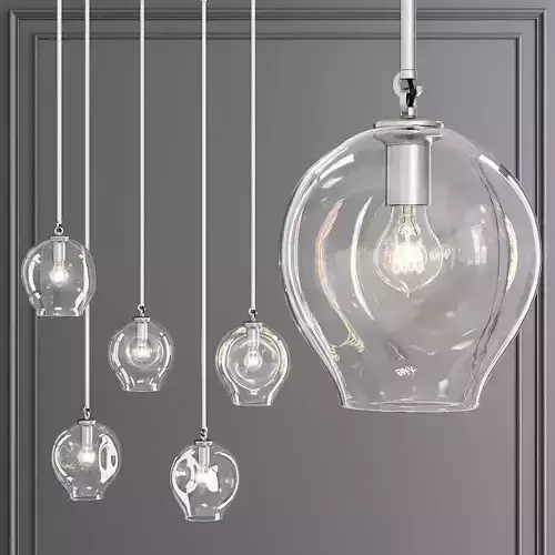 Small Bubble Pendant Satin Nickel and Clear Glass