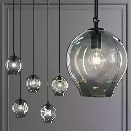 Small Bubble Pendant Oil-rubbed Bronze and Dark Green Glass