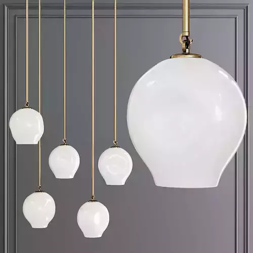 Small Bubble Pendant Brushed Brass and White Glass