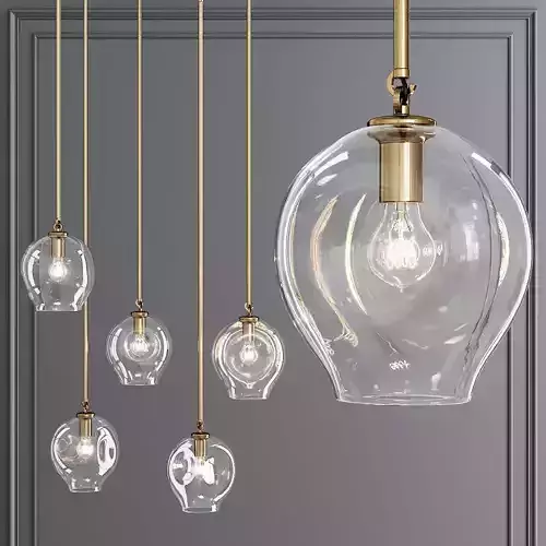 Small Bubble Pendant Brushed Brass and Clear Glass