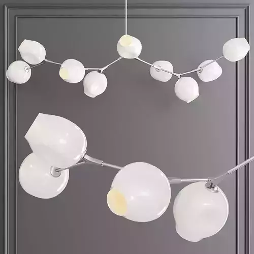 9-globe Branching Bubble Satin Nickel and White Glass