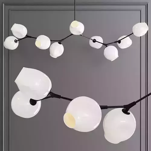 9-globe Branching Bubble Oil-rubbed Bronze and White Glass