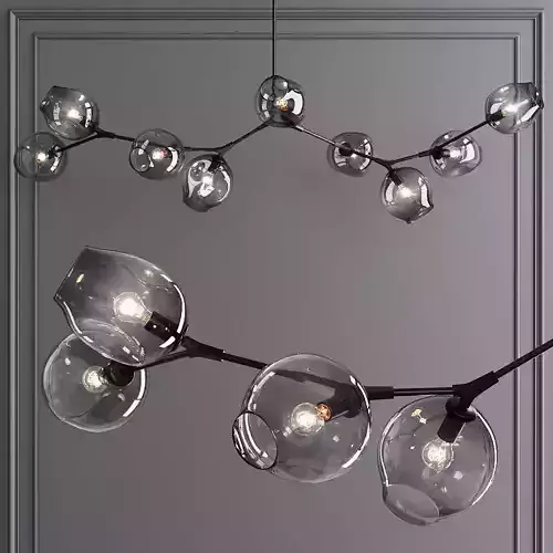 9-globe Branching Bubble Oil-rubbed Bronze and Gray Glass