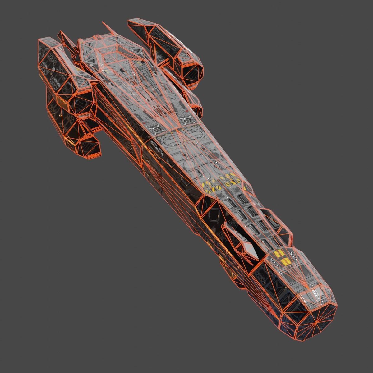 Heavy Spaceship Low-poly 3D model_9