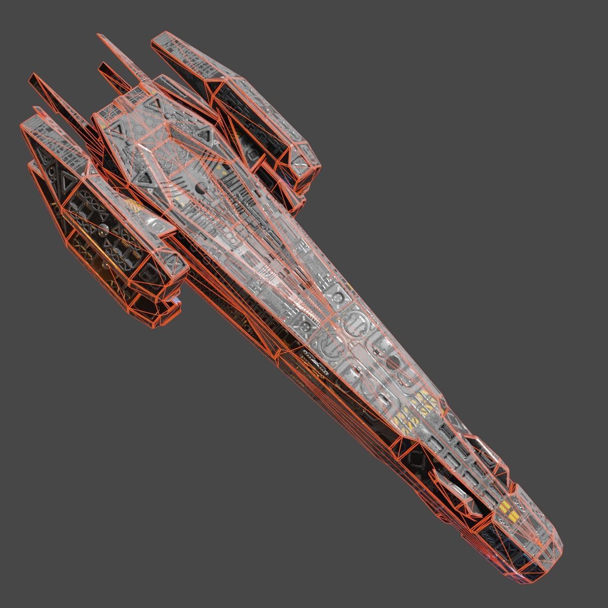 Heavy Spaceship Low-poly 3D model_15