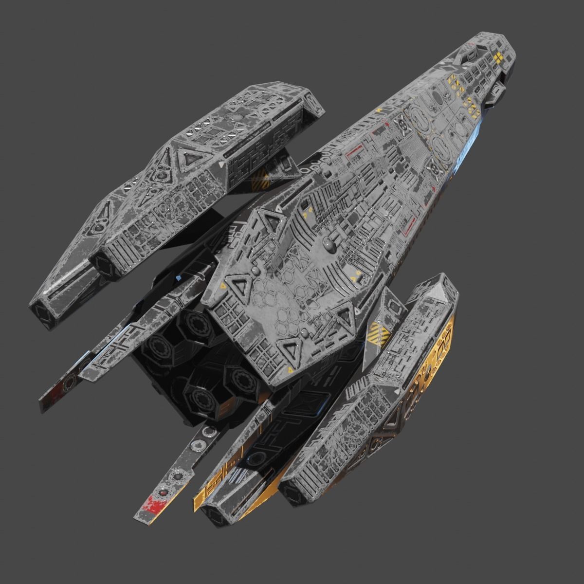 Heavy Spaceship Low-poly 3D model_5