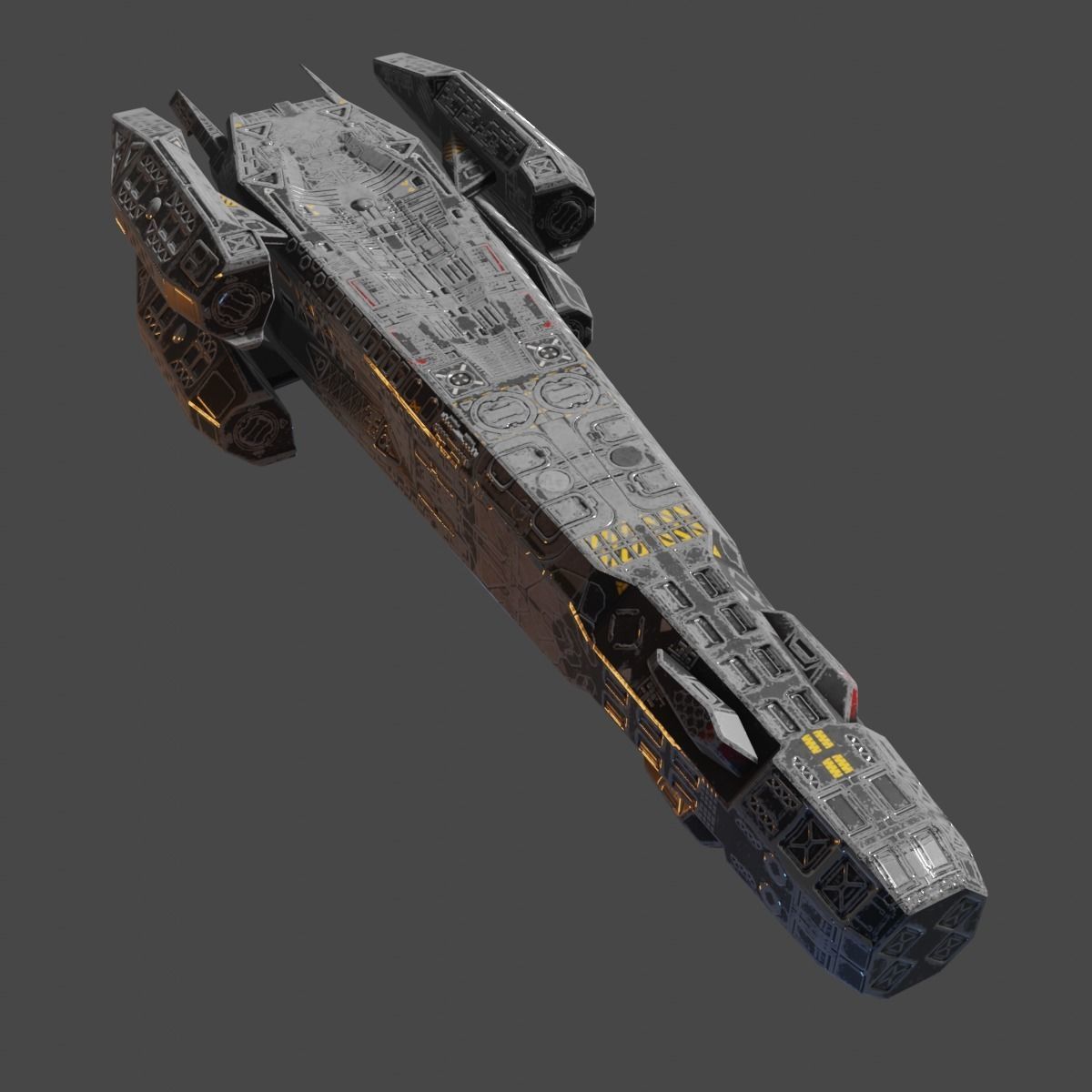 Heavy Spaceship Low-poly 3D model_2