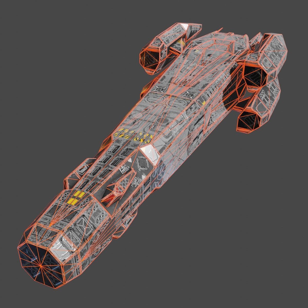 Heavy Spaceship Low-poly 3D model_10