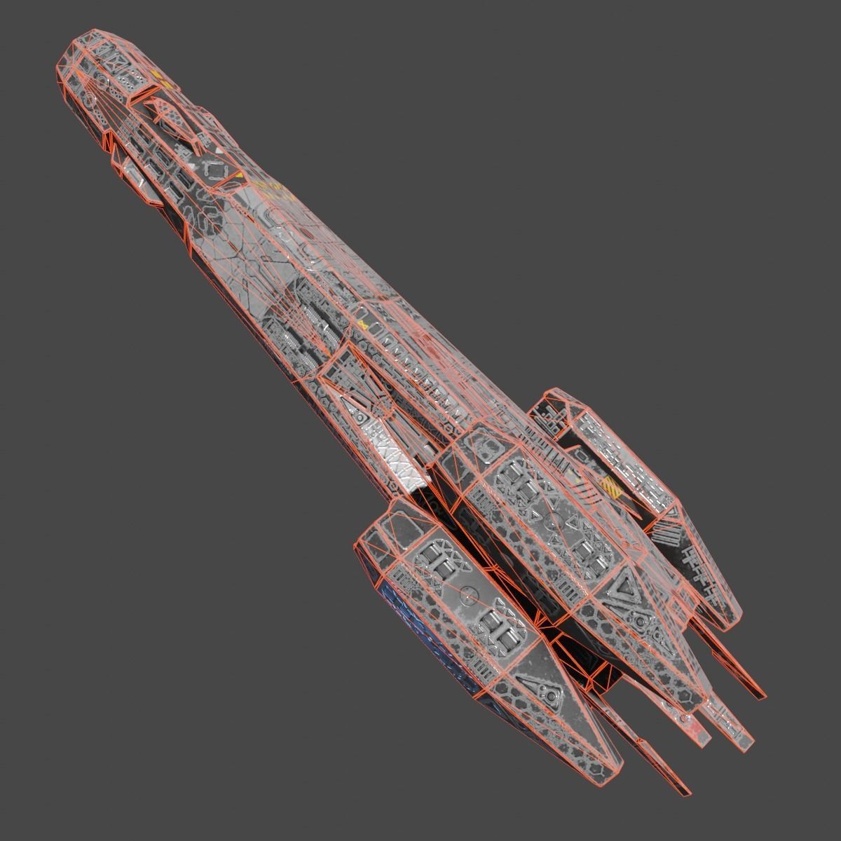 Heavy Spaceship Low-poly 3D model_11