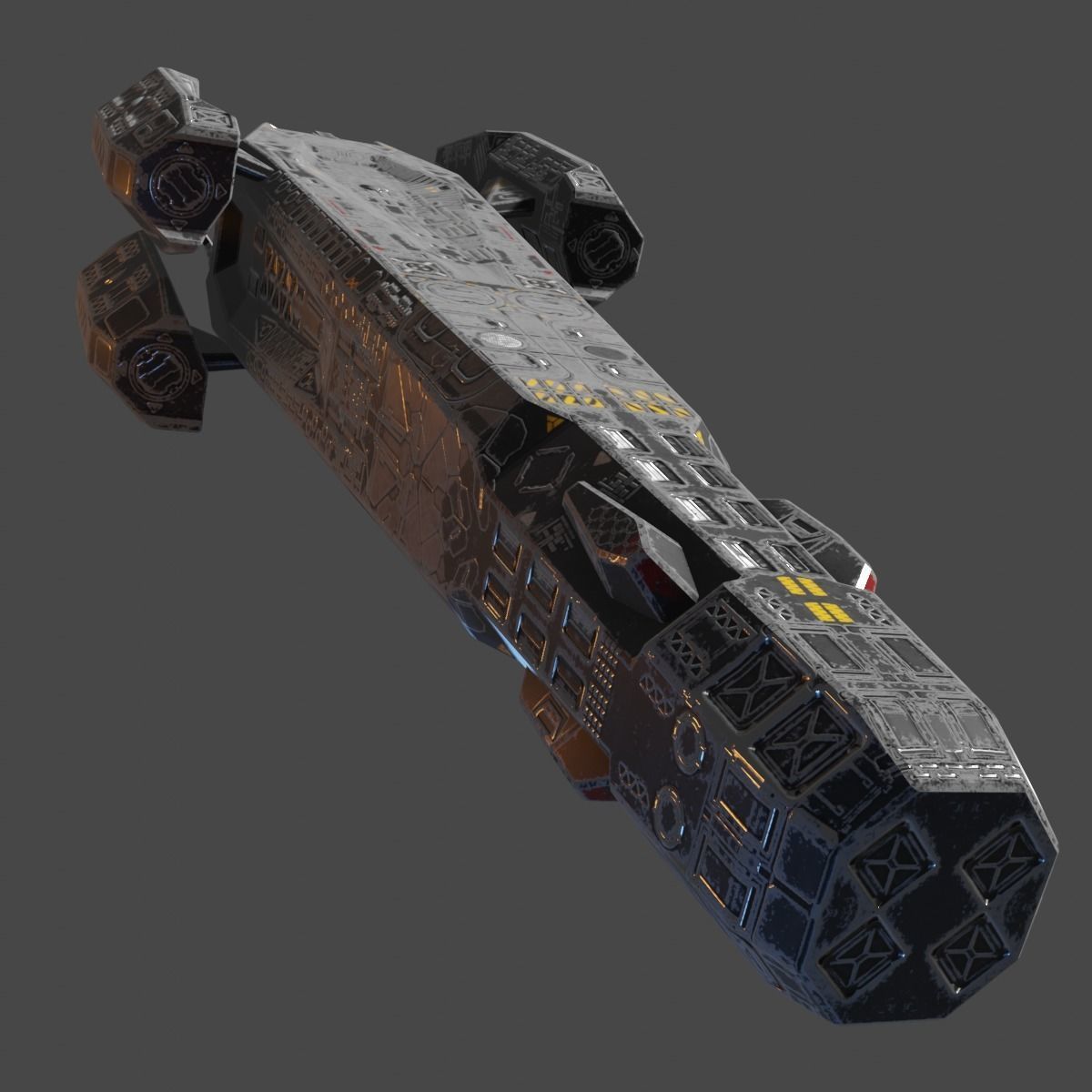Heavy Spaceship Low-poly 3D model_6