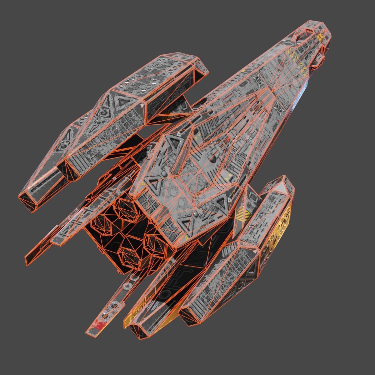 Heavy Spaceship Low-poly 3D model_12
