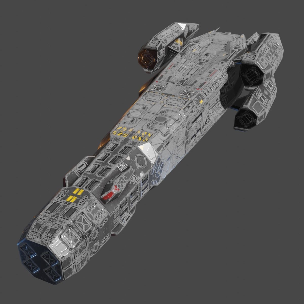Heavy Spaceship Low-poly 3D model_3