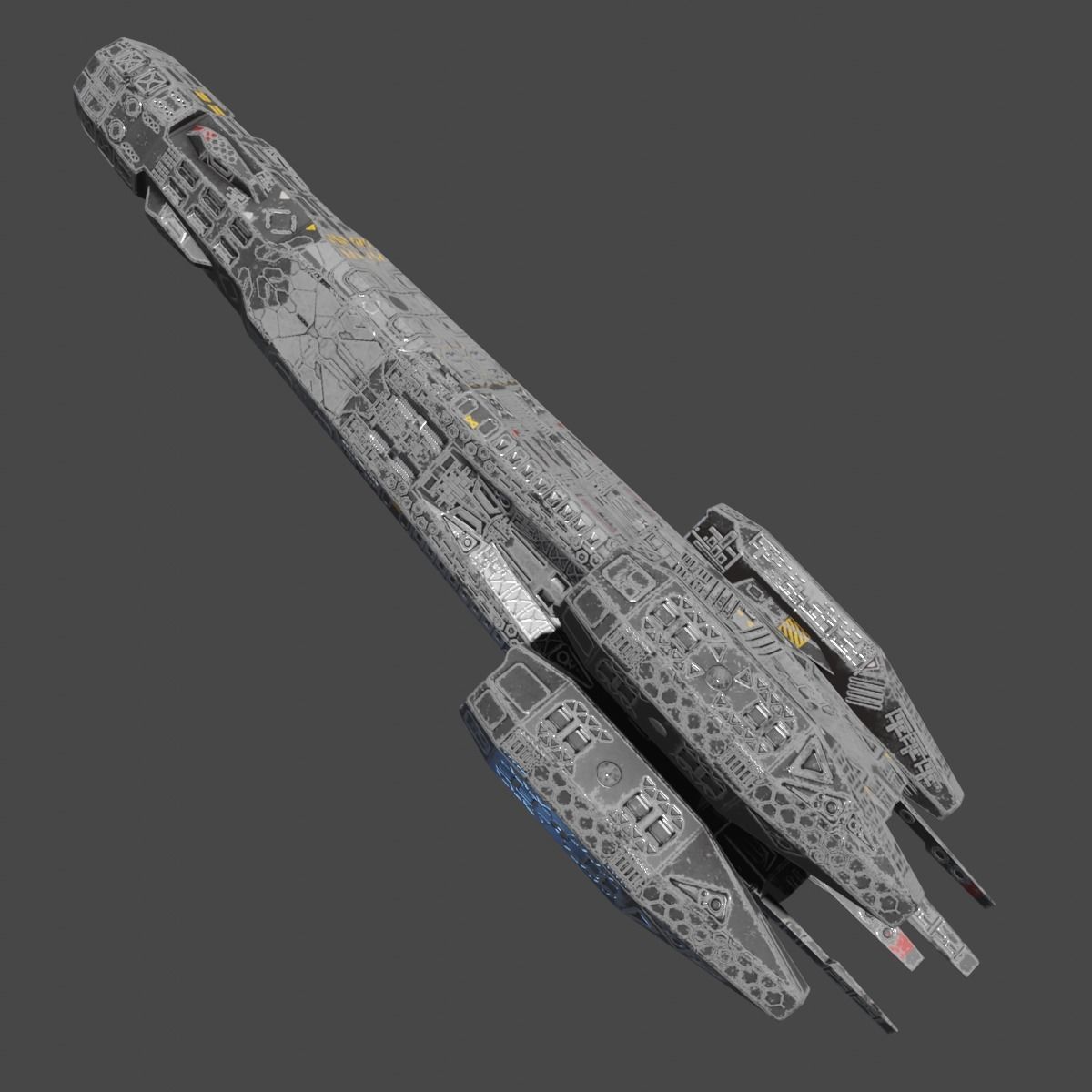 Heavy Spaceship Low-poly 3D model_4