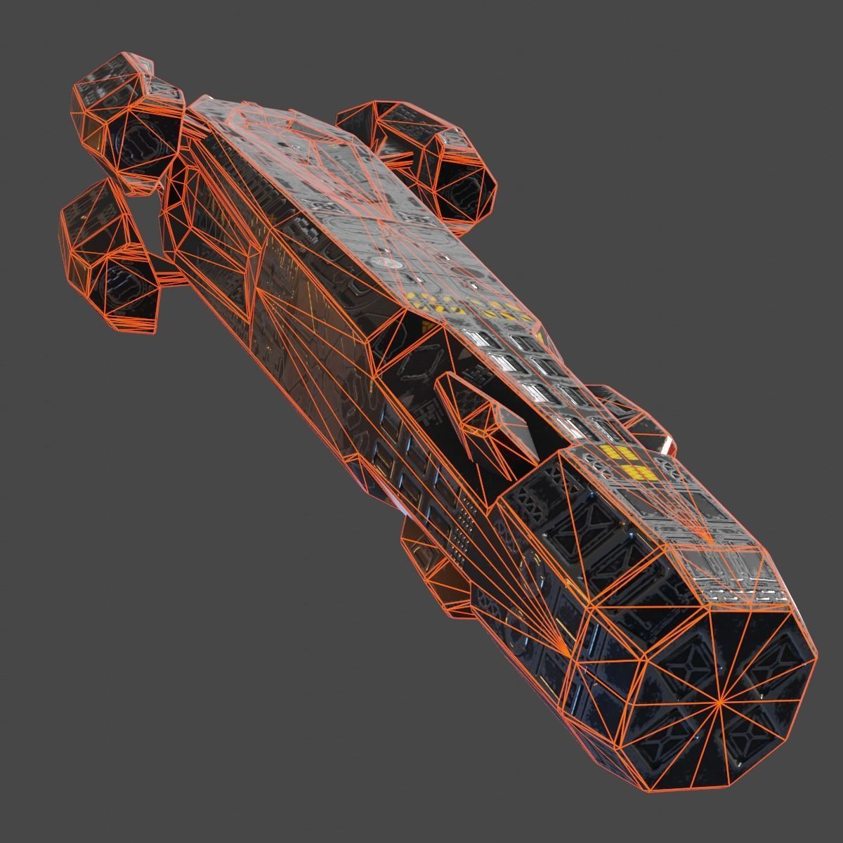 Heavy Spaceship Low-poly 3D model_13