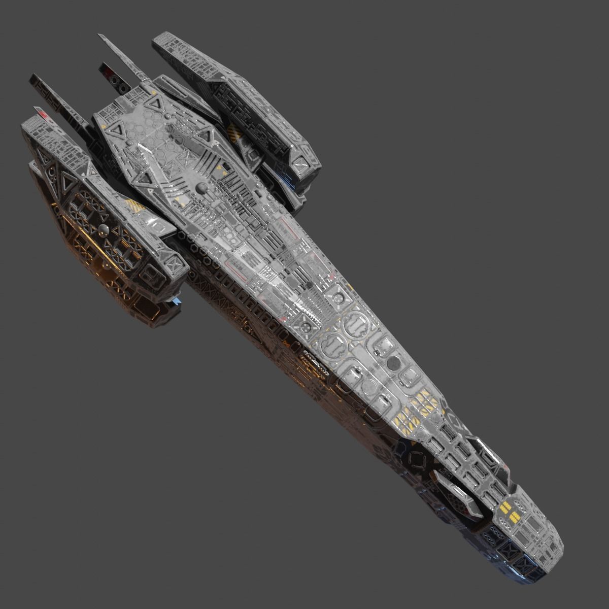 Heavy Spaceship Low-poly 3D model_8