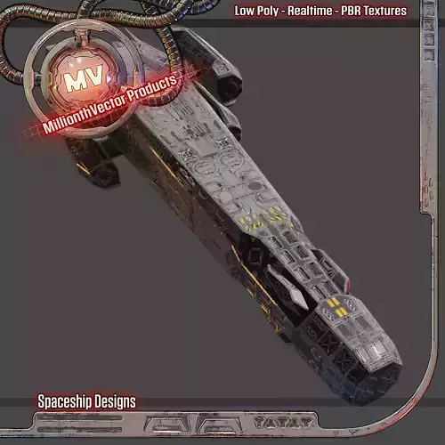 Heavy Spaceship Low-poly 3D model