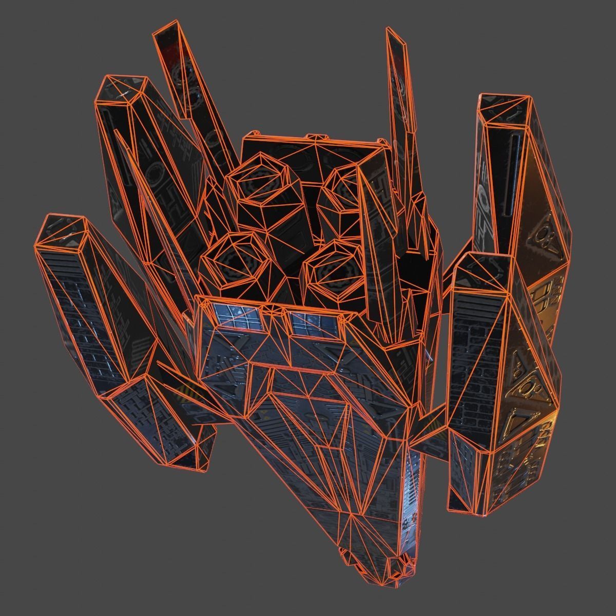 Heavy Spaceship Low-poly 3D model_14