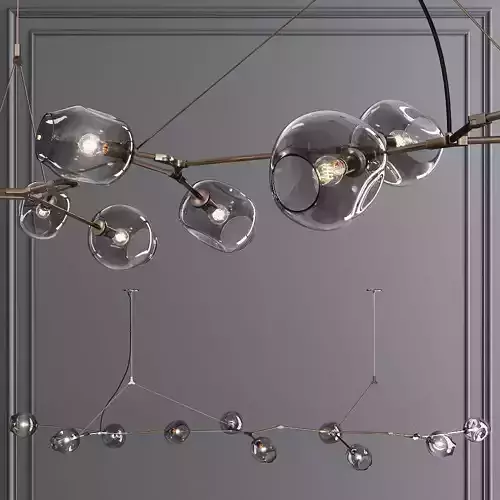 10-globe Branching Bubble Vintage Brass and Gray Glass