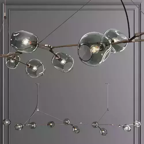 10-globe Branching Bubble Vintage Brass and Dark Green Glass