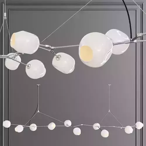 10-globe Branching Bubble Satin Nickel and White Glass