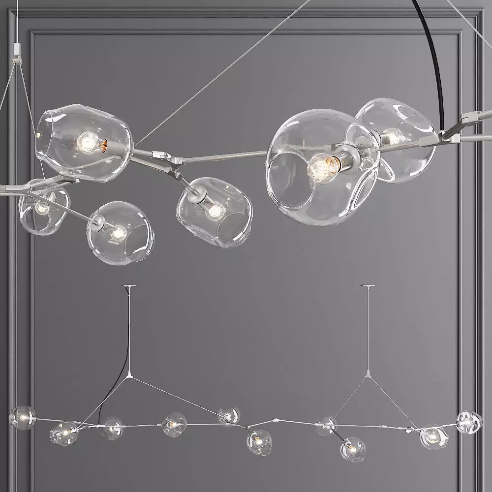 10-globe Branching Bubble Satin Nickel and Clear Glass 3D model_0