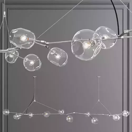 10-globe Branching Bubble Satin Nickel and Clear Glass