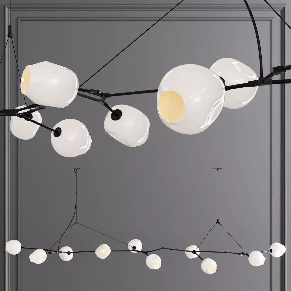 10-globe Branching Bubble Oil-rubbed Bronze and White Glass 3D model_0