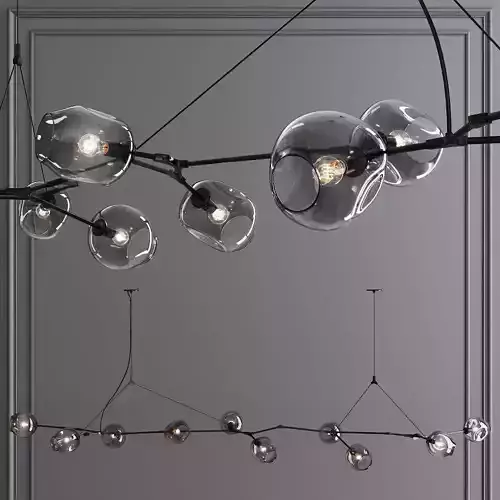 10-globe Branching Bubble Oil-rubbed Bronze and Gray Glass