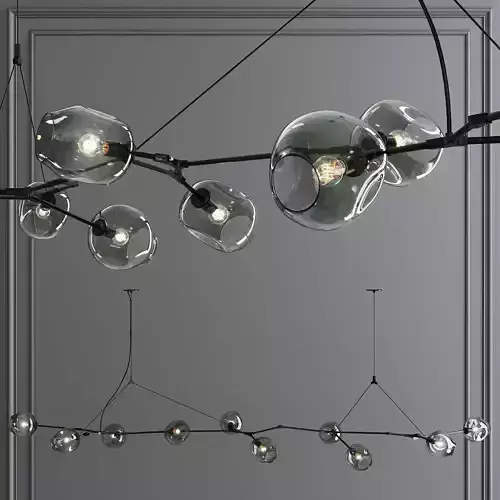 10-globe Branching Bubble Oil-rubbed Bronze and Dark Green Glass