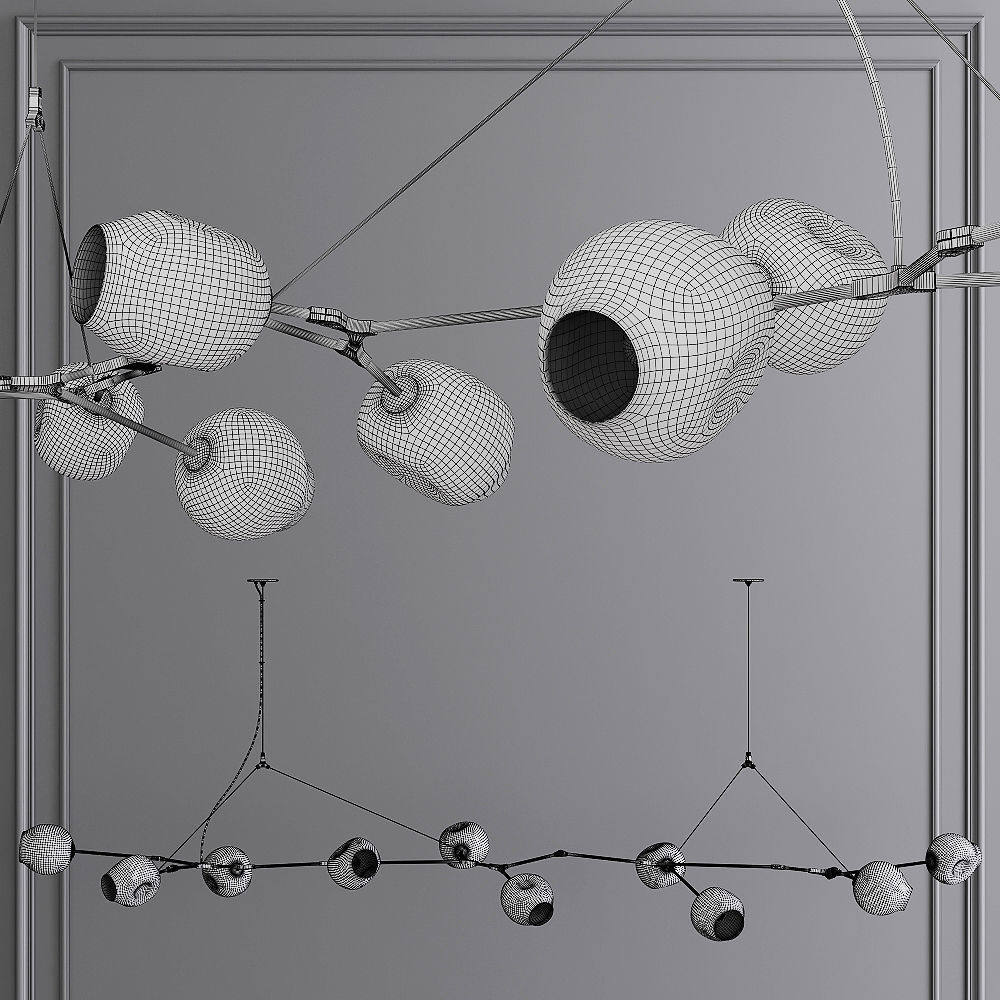 10-globe Branching Bubble Brushed Brass and Clear Glass 3D model_1