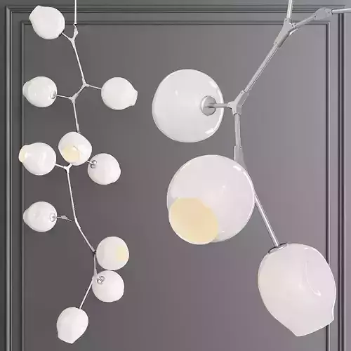 10-globe Branching Bubble Satin Nickel and White Glass