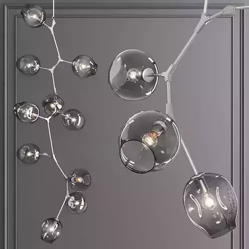 10-globe Branching Bubble Satin Nickel and Gray Glass