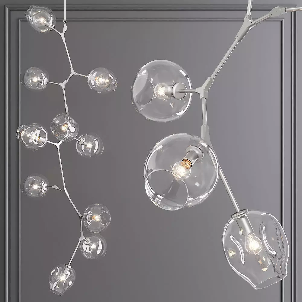 10-globe Branching Bubble Satin Nickel and Clear Glass 3D model_0