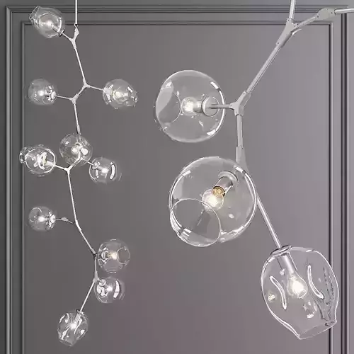 10-globe Branching Bubble Satin Nickel and Clear Glass