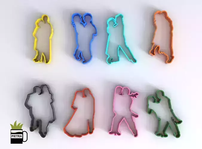 Molde cortante de galletas fondant de personas bailando tango  
