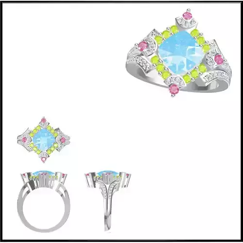 JCD Vintage style color stone rings jewelry cad institute